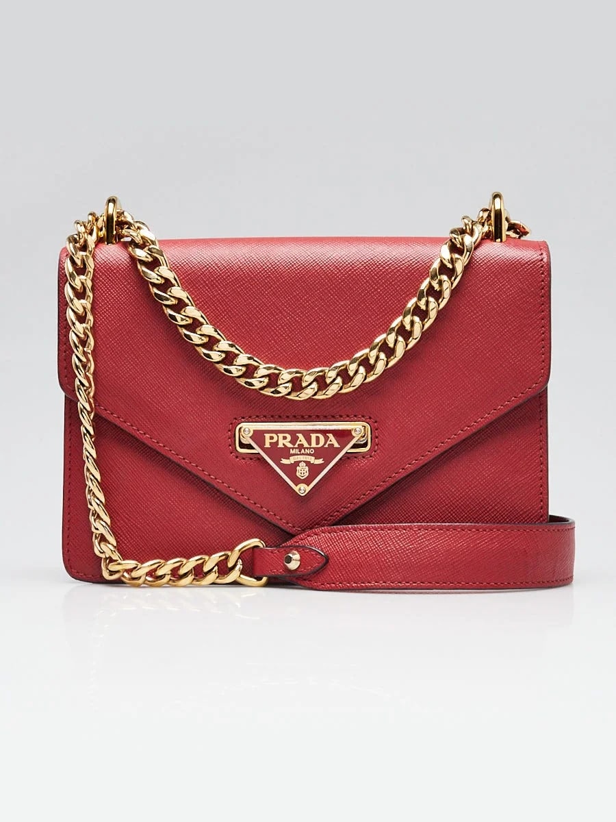 Prada — Prada Fuoco and Soft Lux Envelope Chain 1BD200 — Handbag — resale