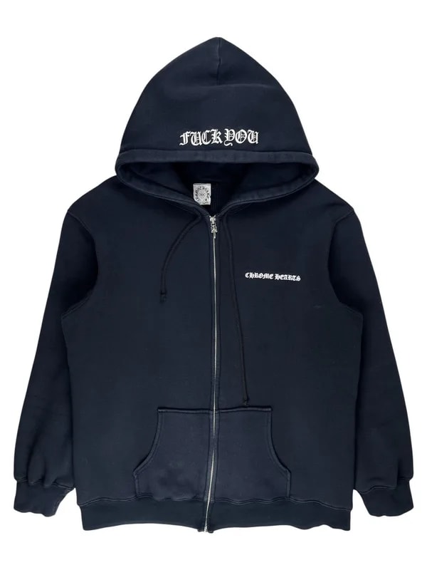 Chrome Hearts — Hearts Heavy Thermal Cross Plus Dagger Zip Up Hoodie — streetwear — resale