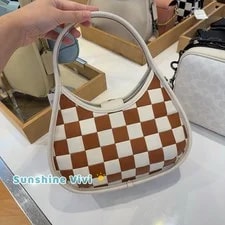 Coach — Coach Ergo Bag in Checkerboard Upcrafted Leather Burnished Amber/Chalk CK535 — Handbag — resale