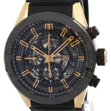 Tag Heuer — TAG Heuer Carrera Heuer 01 Chronograph Ceramic K18 Pink Gold Rubber Automatic Me — Watch — resale