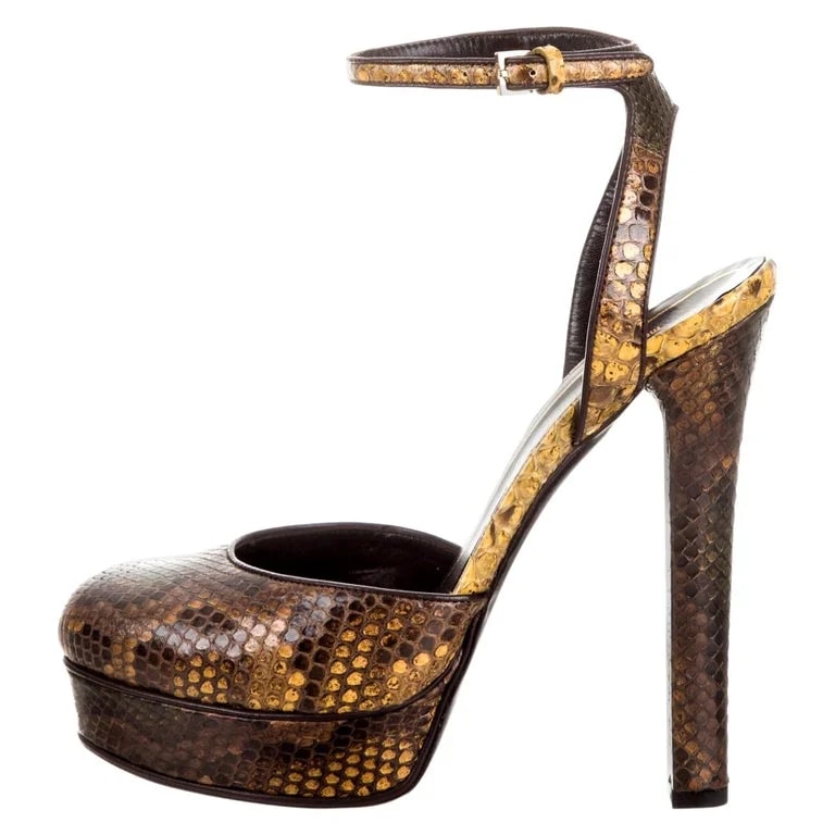 Gucci — New Gucci 90th Anniversary Ad Runway Skakeskin Sz 36.5 $2425 — Designer Shoe — resale