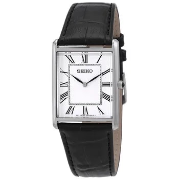 Seiko — Essentials Quartz White Dial Black Leather SWR049 — Watch — resale