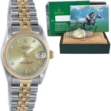 Rolex — Rolex 68273 Two Tone 18k Gold Steel 31mm Champagne Diamond Dial — Watch — resale