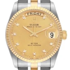 Tudor — Tudor Day Date Steel Yellow Gold Champagne Diamond Dial 76213 — Watch — resale