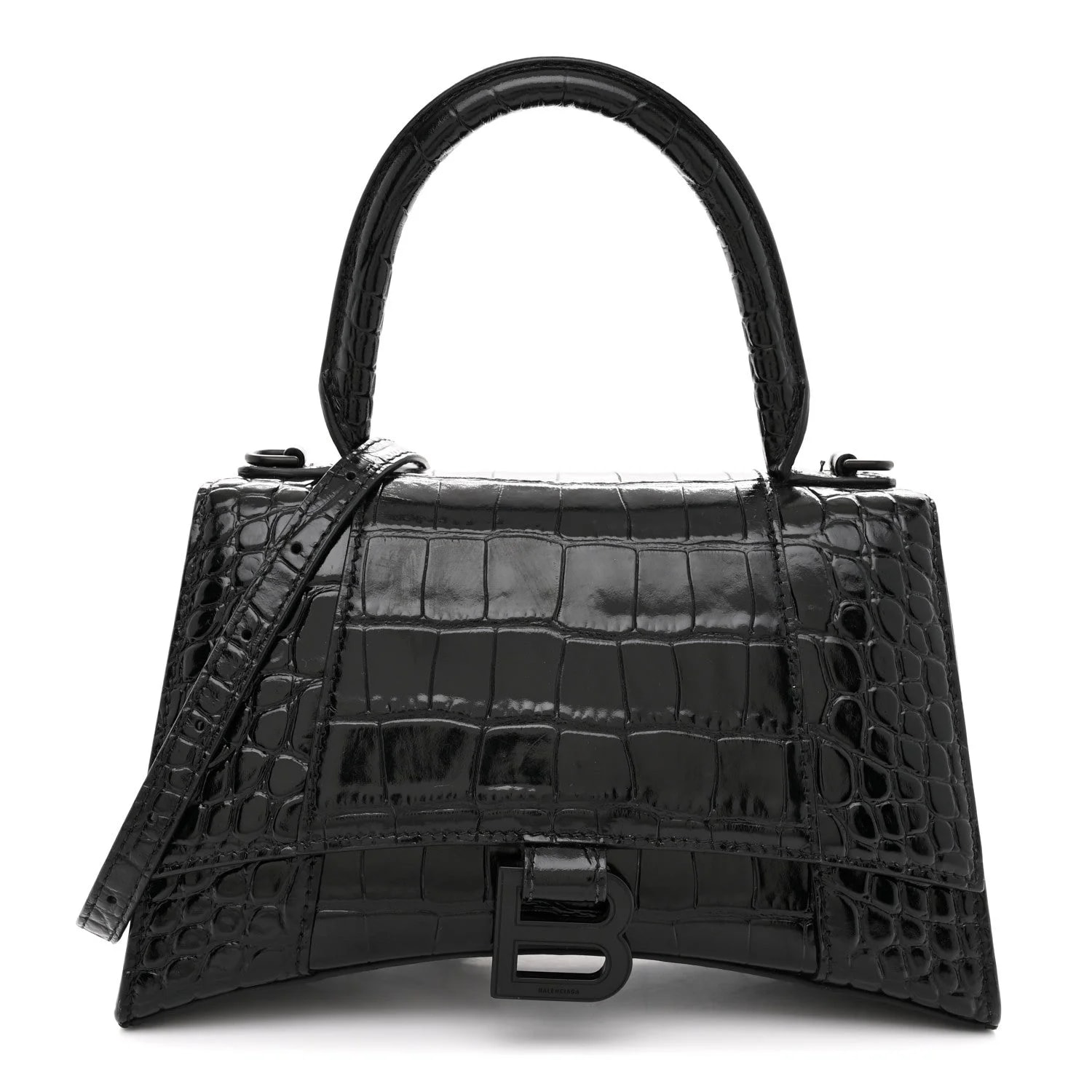 Balenciaga — Shiny Monochrome Embossed Small Hourglass Top Handle — Handbag — resale