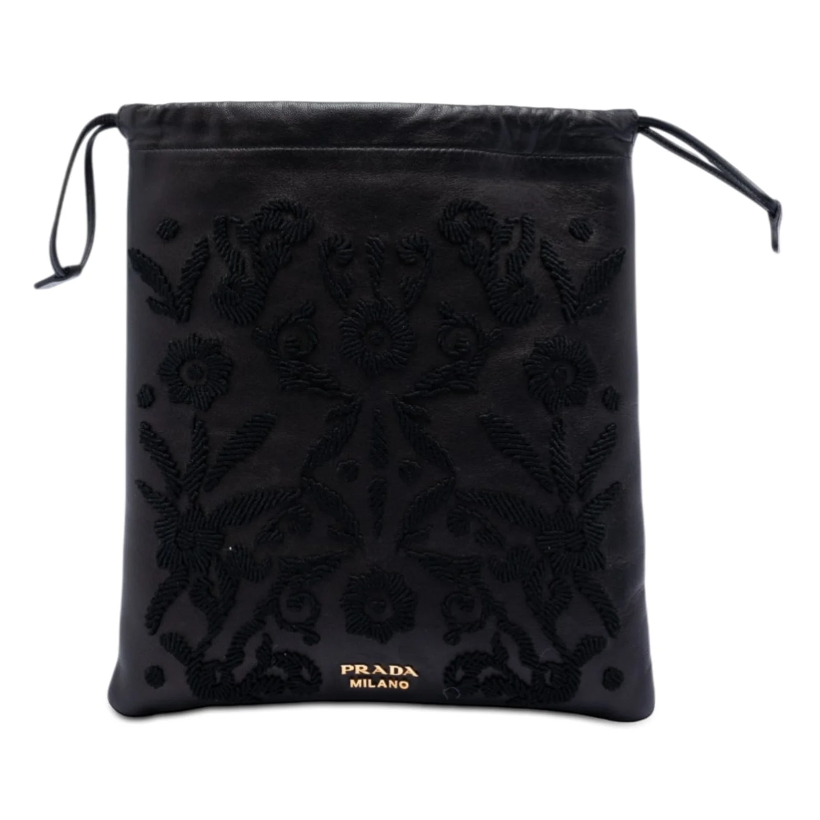 Prada — Embroidered Drawstring — Handbag — resale