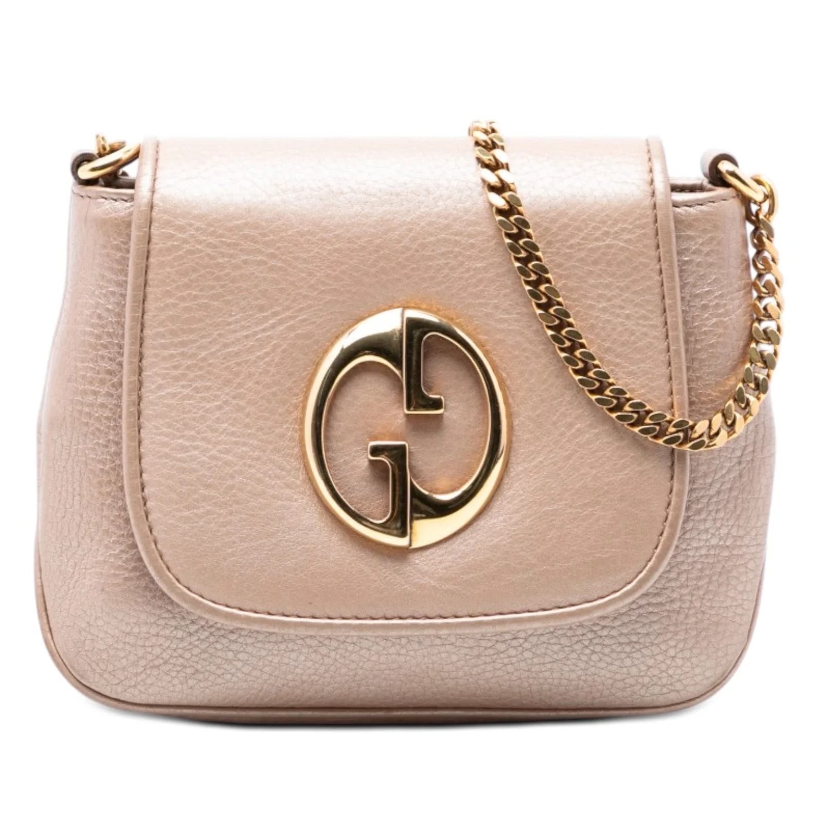 Gucci — Small Metallic Pebbled 1973 Chain Crossbody — Handbag — resale