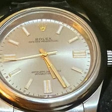 Rolex — Rolex Oyster Perpetual Automatic Silver Dial 34mm SS Bracelet 100m w/Box — Watch — resale