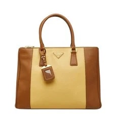 Prada — Prada Galleria Triangle Logo Plate Leath — Handbag — resale