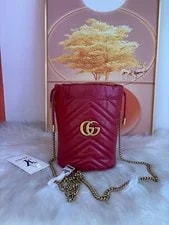 Gucci — Gucci GG Marmont Mini Bucket Chevron Chain Strap — Handbag — resale