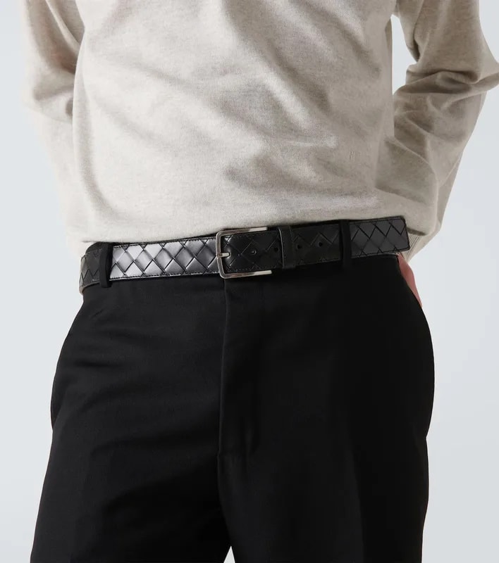 ($720) Intrecciato Belt Black — Accessory — resale
