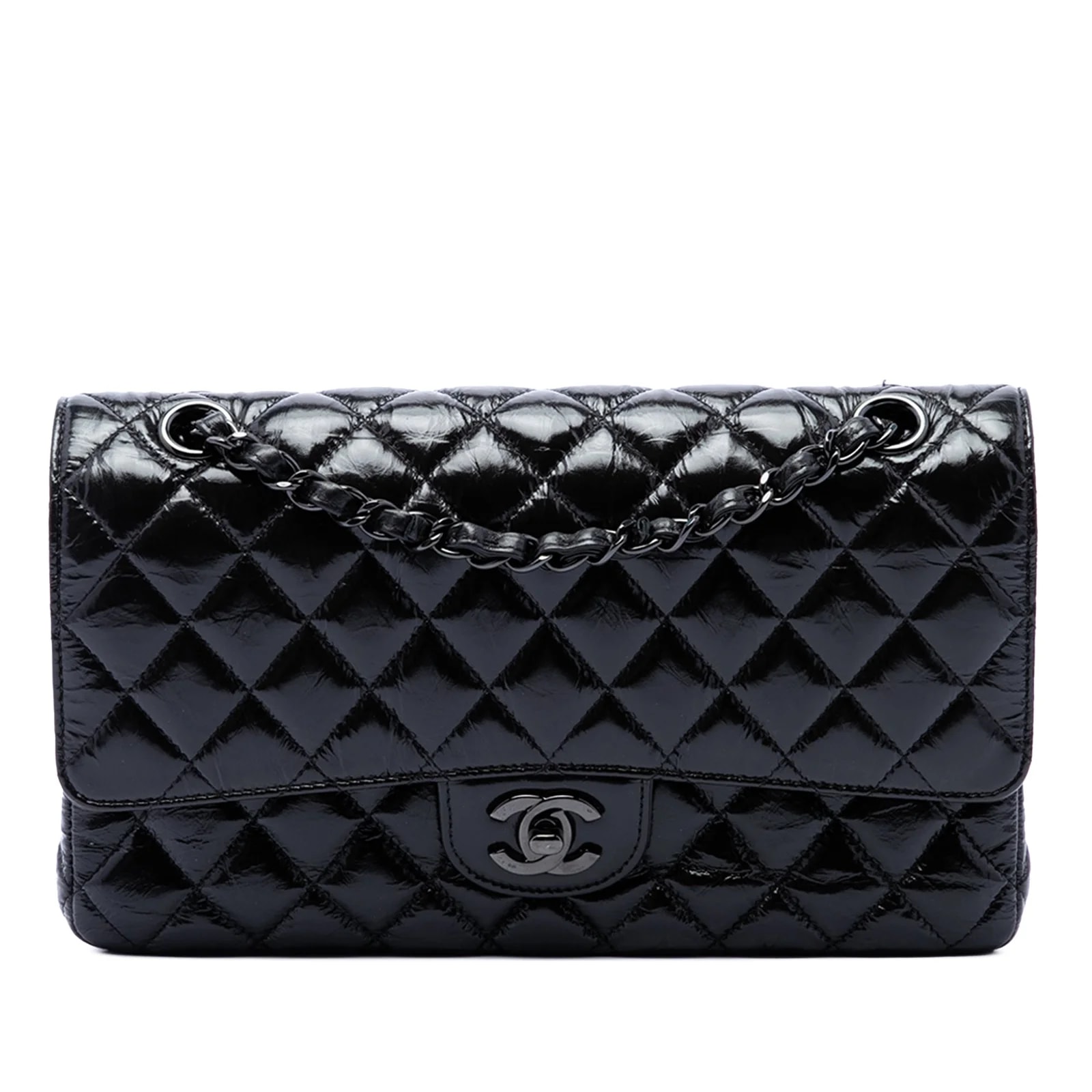 Chanel — Medium Classic Shiny Crumpled So Double Flap — Handbag — resale