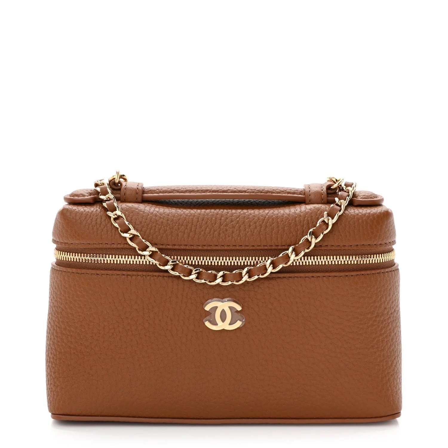 Chanel — Grained Top Handle Slim Vanity Case With Chain — Handbag — resale