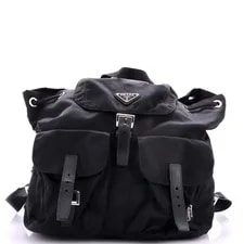 Prada — Prada Vela Double Front Pocket Backpack With Medium — Handbag — resale