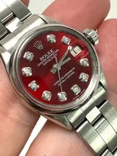 Rolex — Rolex Datejust Red Diamond Dial Smooth Bezel Oyster Band — Watch — resale
