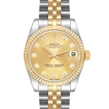 Rolex — Rolex Datejust Midsize Steel Yellow Gold Diamond Dial 178273 — Watch — resale