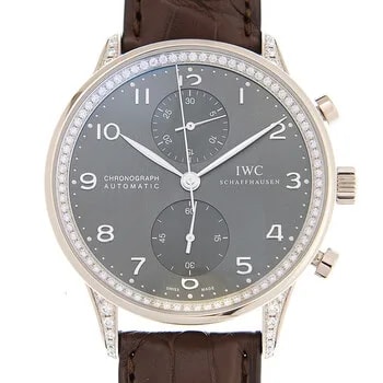 IWC — Portuguese 18kt White Gold Chronograph Automatic Diamond Grey Dial IW371474 — Watch — resale