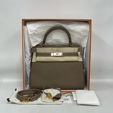 Hermès — Hermes Kelly 28 Etoupe Z Stamp Top Handle Crossbody — Handbag — resale