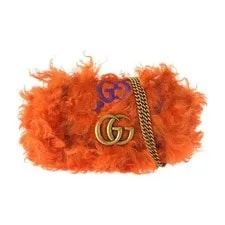 Gucci — Gucci GG Marmont 476433 Pochette Fur/ GG — Handbag — resale
