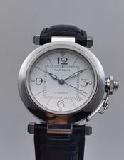 Cartier — Cartier Pasha C Date 2324 W31074M7 Stainless Steel White Dial Automatic — Watch — resale