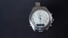 Breitling — Breitling Pluton White Quartz A51035 Analog Digital Pilot Dual Time Alarm — Watch — resale