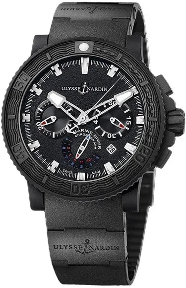 Worldofluxuryus — Ulysse Nardin Marine Diver Black Sea Chronograph Stainless Steel — Watch — resale