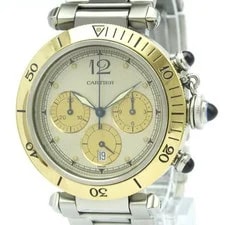 Cartier — Cartier Pasha 38 Chronograph 18K Gold Steel W31011H3 Polished BF590345 — Watch — resale