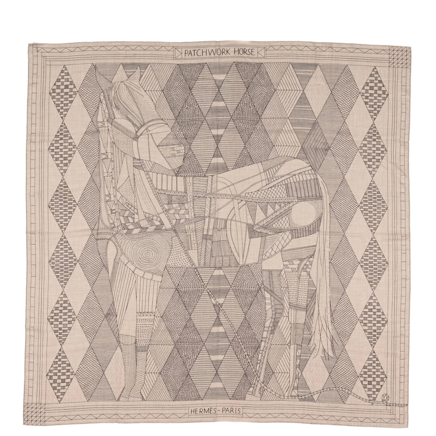 Hermès — Patchwork Horse Shawl 140 Naturel Ebene — Accessory — resale