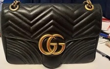 Gucci — Gucci Marmont Quilted GG Logo Chain Strap — Handbag — resale