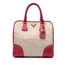 Prada — Authenticated Prada Trimmed Canapa Satchel — Handbag — resale