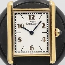 Cartier — Dead Level Cartier Must Tank Vermeil White Dial SV925 QZ Square OG — Watch — resale