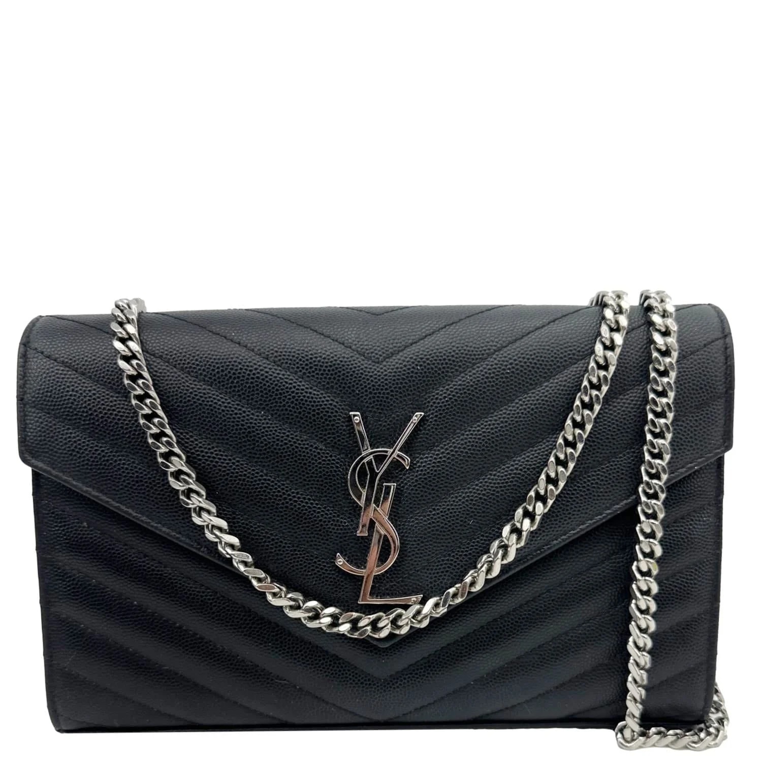 Yves Saint Laurent — Yves Saint Laurent Cassandra Matelasse Grain de Poudre Chain Wallet — Handbag — resale