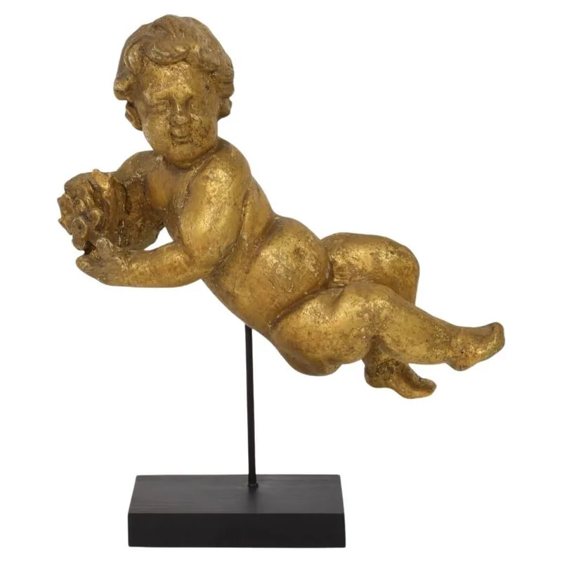 Antique Baroque Angel Sculpture Hand-Carved Wood, Italy, Circa 1750 — decorative_object — resale