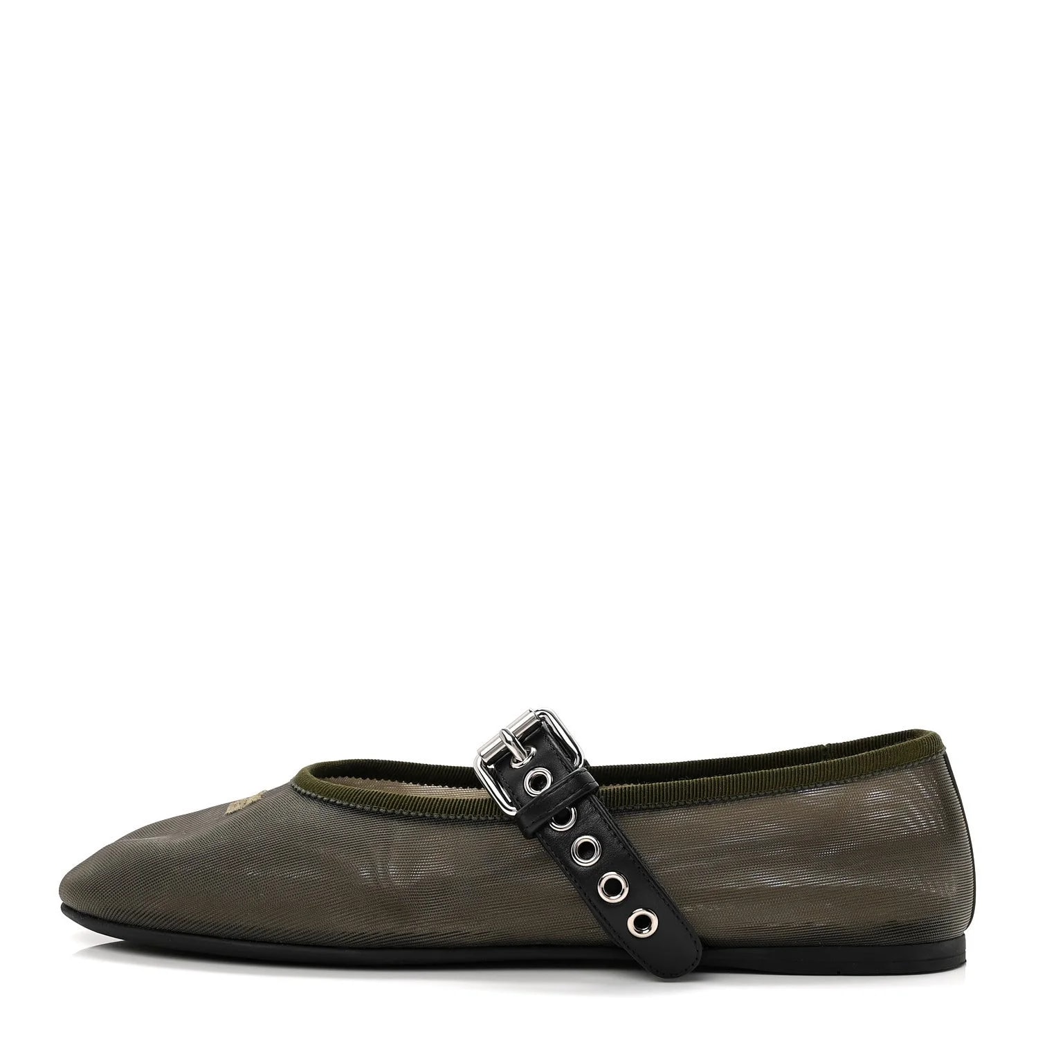 Miu Miu — Buckle Ballerina 39 Oliva — Designer Shoe — resale