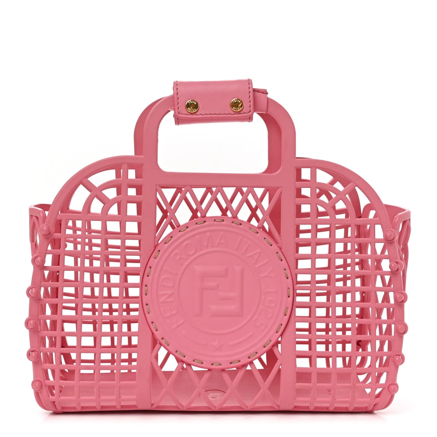 Fendi — Recycled Vitello Liberty Matte Small Fendi Basket Rosa — Handbag — resale
