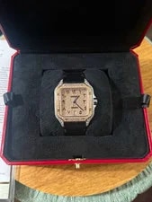 Cartier — Cartier Santos With Diamond Dial Two Tone Steel Leather Strap — Watch — resale