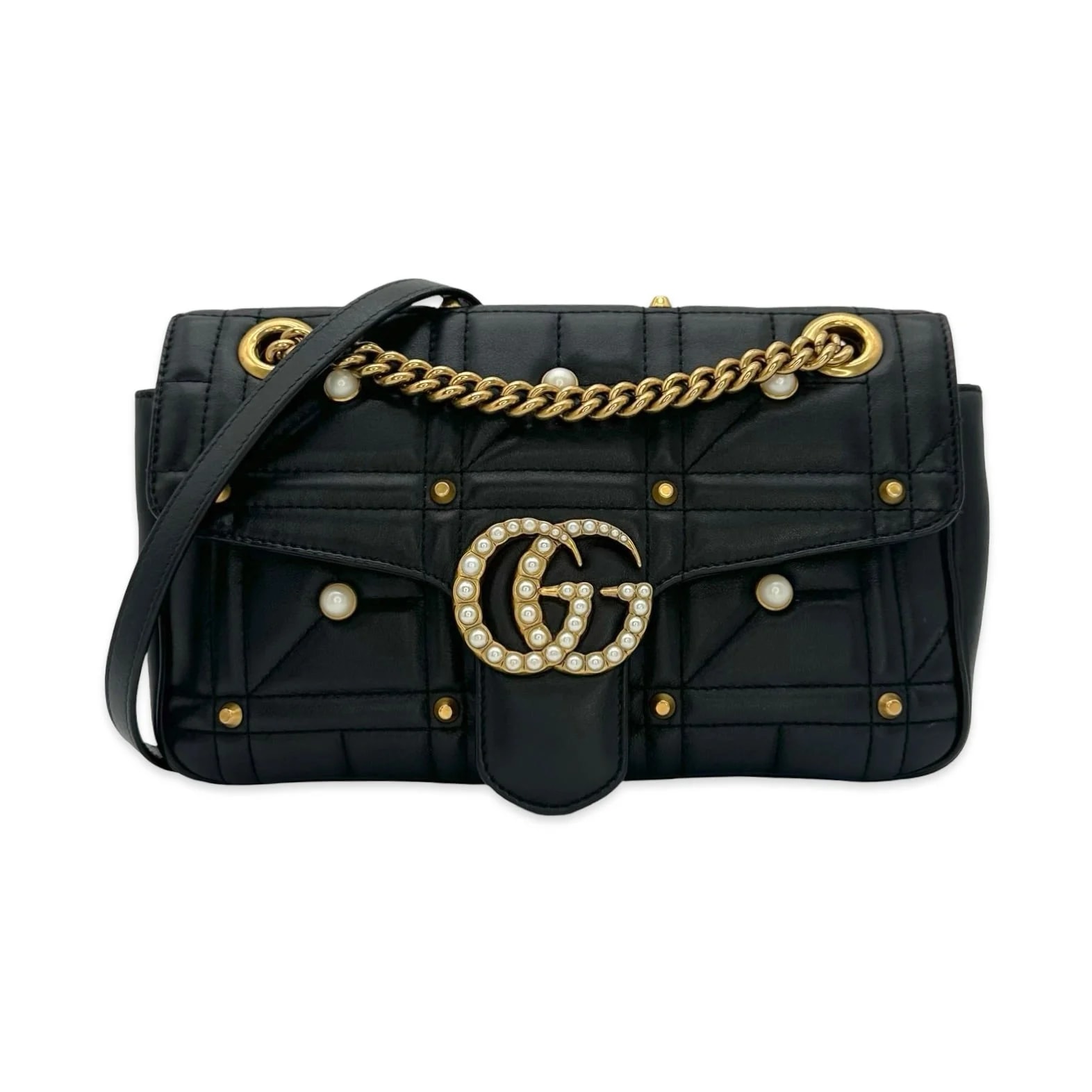 Gucci — Gucci GG Marmont Studded Flap Chain — Handbag — resale