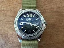 Breitling — Breitling Cockpit Black 41mm Automatic 300m Diver With Green Strap — Watch — resale