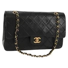 Chanel — Chanel Matelasse 25 Double Flap Chain Lamb Skin CC Auth 158003SAV — Handbag — resale