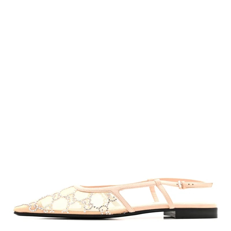 Gucci — GG Monogram Slingback Ballet 37 Light Skin — Designer Shoe — resale