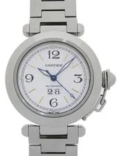 Cartier — Cartier Pasha Big Date W31044M7 White Stainless Steel — Watch — resale