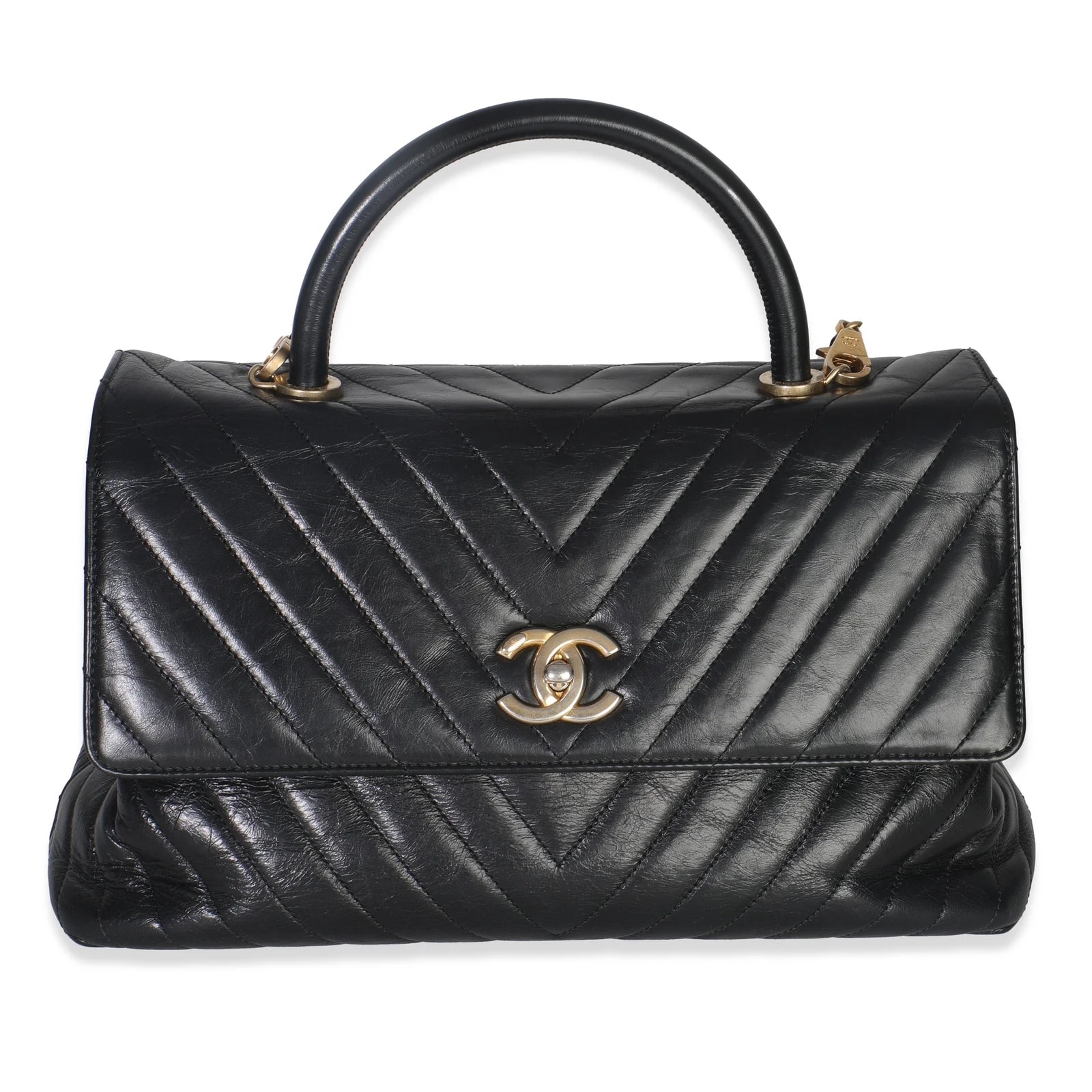 Chanel — Chanel Chevron Aged Large Coco Top Handle — Handbag — resale