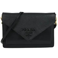 Prada — Prada Logo Metal Fittings Crossbody 2Way Lea — Handbag — resale