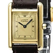 Cartier — Cartier Must Tank Gold Plated Leather Quartz 366001 — Watch — resale