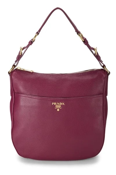 Prada — Vitello Daino Front Pocket Hobo Medium — Handbag — resale