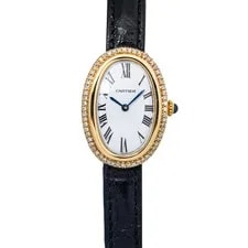 Cartier — Cartier Baignoire 78094 Factory Diamond 18kYellow White Dial Manual 22mm — Watch — resale