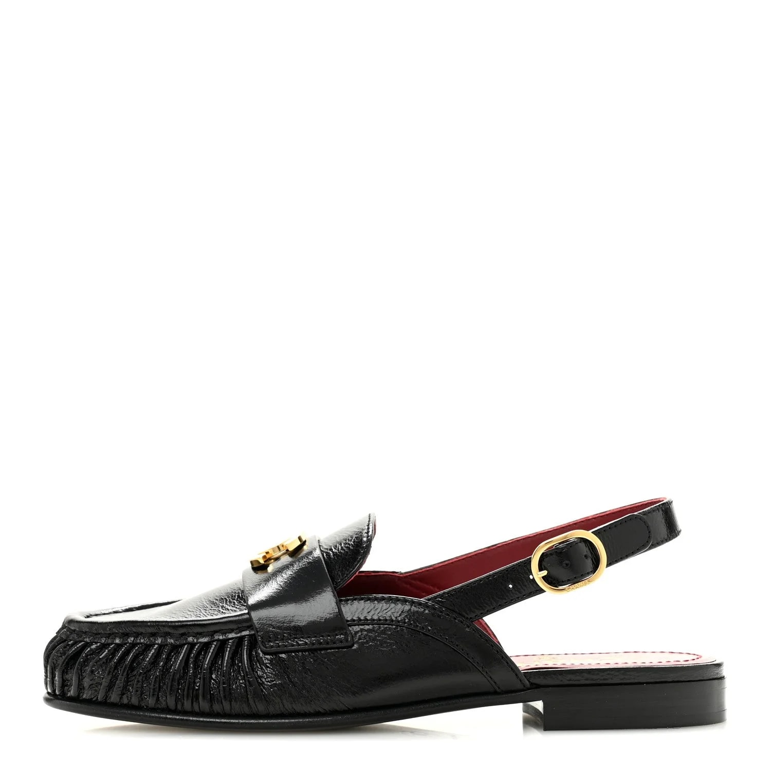 Chanel — Crumpled Shiny CC Slingback Mocassins 38 — Designer Shoe — resale