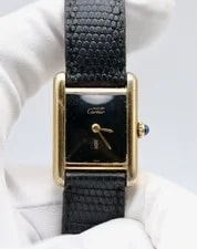 Cartier — Cartier Tank Must Vermeil SM Black Dial — Watch — resale