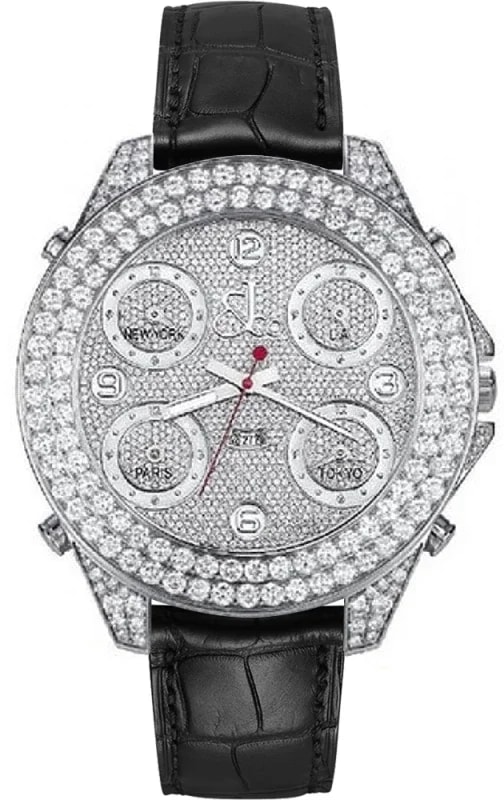 Worldofluxuryus — Jacob & Co Five Time Zone Stainless Steel & Diamonds — Watch — resale