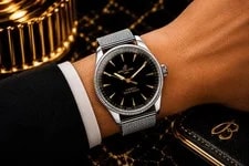 Breitling — Breitling 1884 Black Dial, Silver Band, Gold & White Hands, Fixed Silver Bezel — Watch — resale